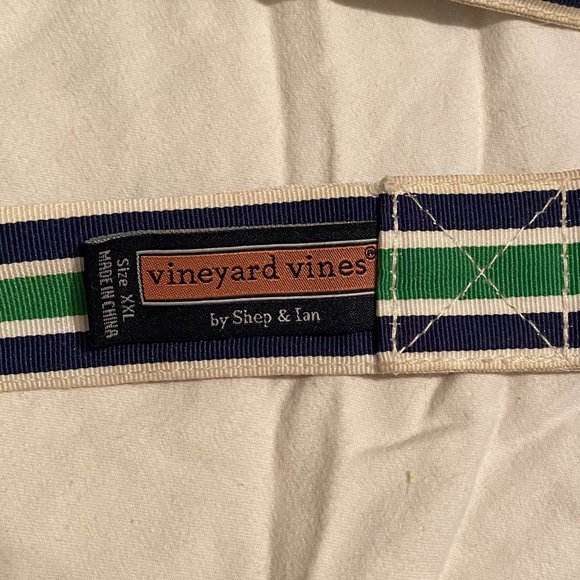 SOLD Vineyard Vines Green and Blue Striped D-Ring Belt - Picture 3 of 3